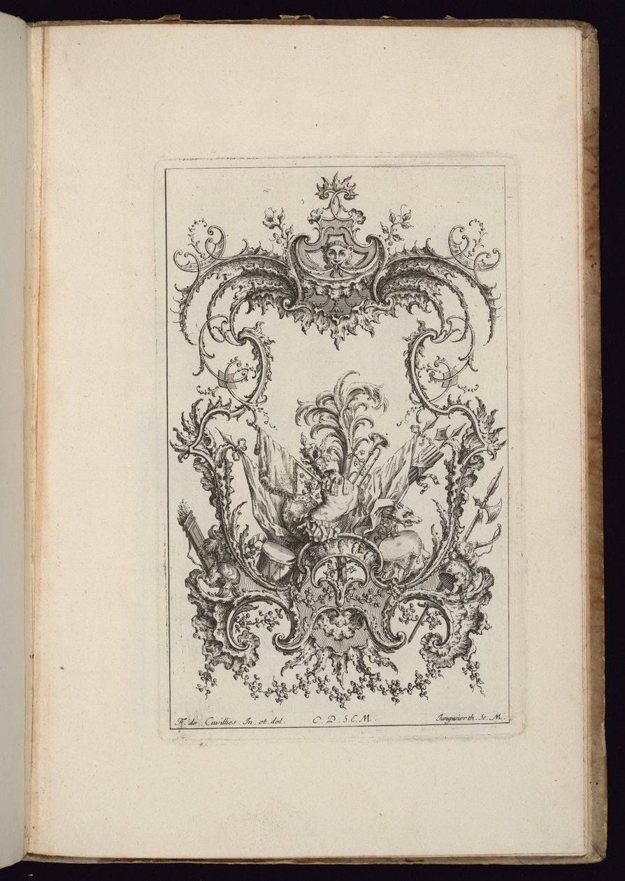 Cartouche med våbentrofæ, Livre d
