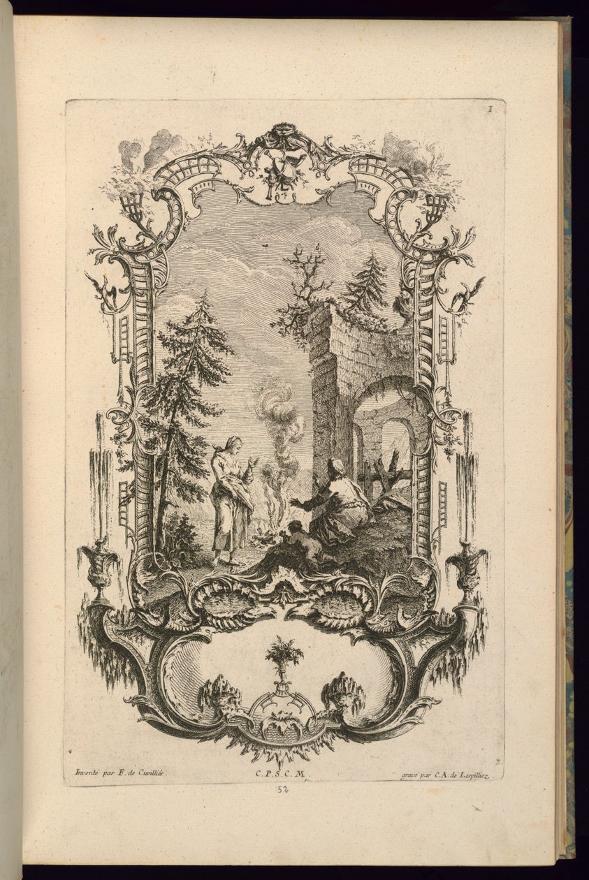 Design til Cartouche med store og små rum af François de Cuvilliés the Elder
