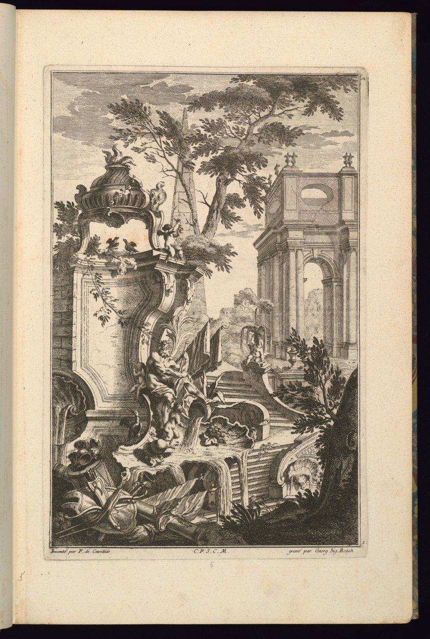 Design til Fountain with a River God af François de Cuvilliés the Elder