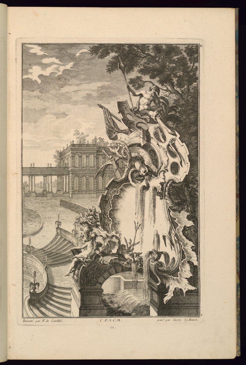 Design til springvand med anker af François de Cuvilliés the Elder