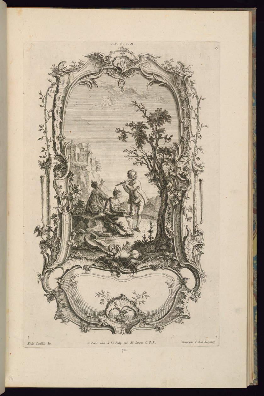 Design til en kartouche med store og små rum af François de Cuvilliés the Elder
