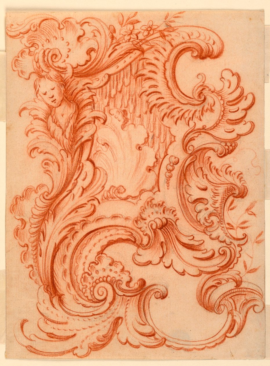 Tegning til en Rocaille-escutcheon af François de Cuvilliés the Elder
