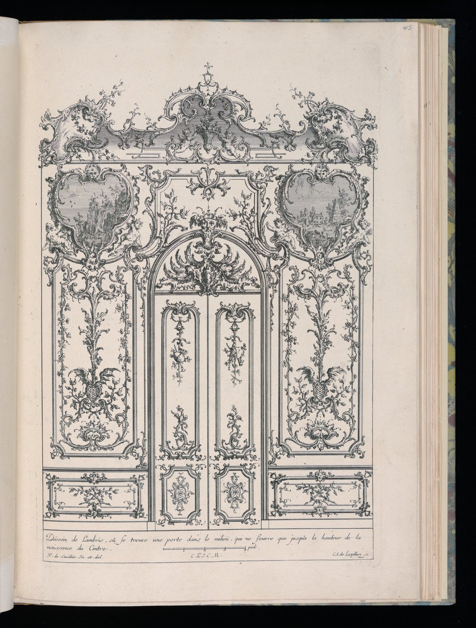 Væg med dobbeltdør, Livre de Lambris (Wincoting-bog) af François de Cuvilliés the Elder