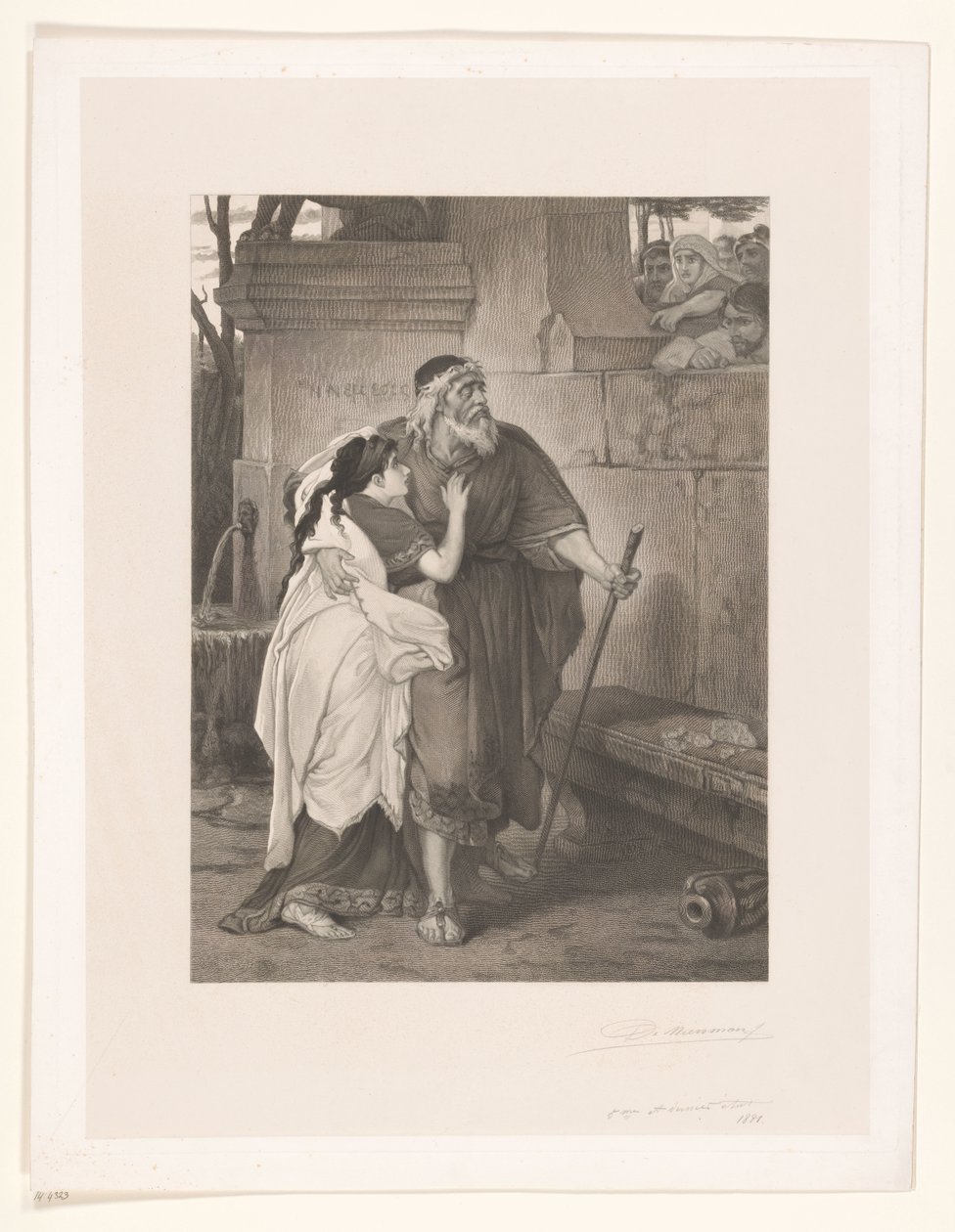 Blind Ødipus ledet af Antigone af François de Meersman (signed by artist)