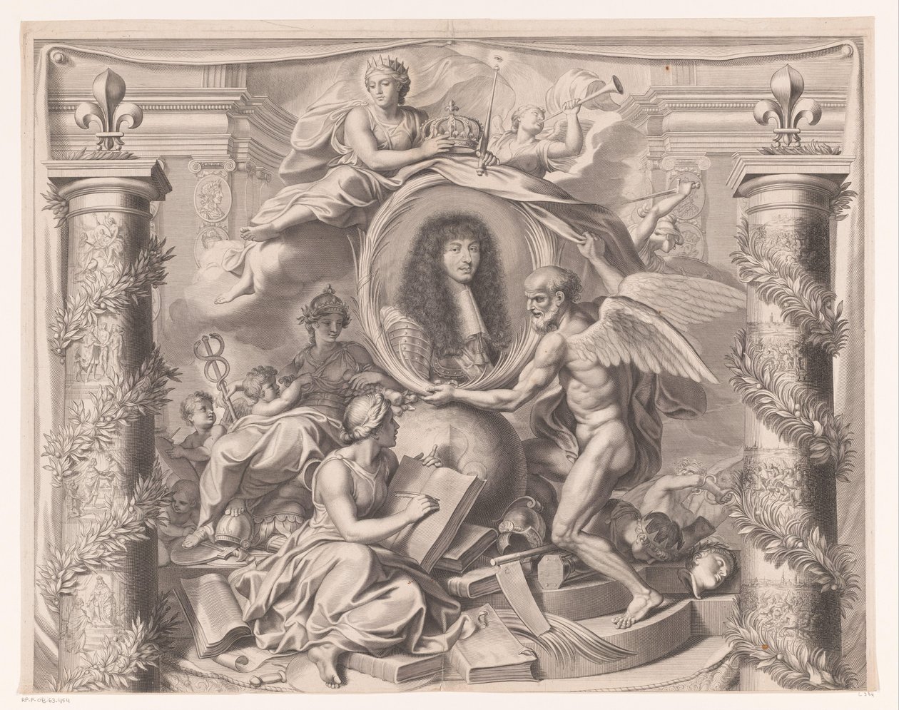 Allegorisk portræt af Ludvig XIV (øverste del) af François de Poilly (I)