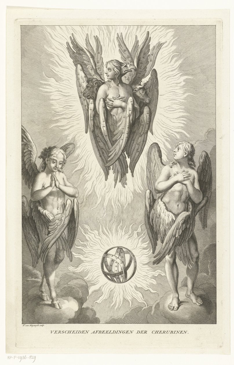 Tre serafer i forskellige afskygninger Flere billeder af Cherubim (titel på objekt) af François van Bleyswijck