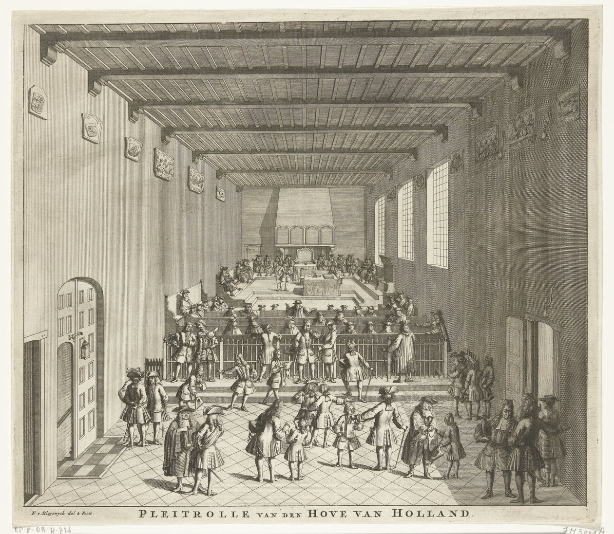 Retten i Holland i møde, ca. 1700 Pleitrolle van den Hove af Holland (titel på objekt) af François van Bleyswijck