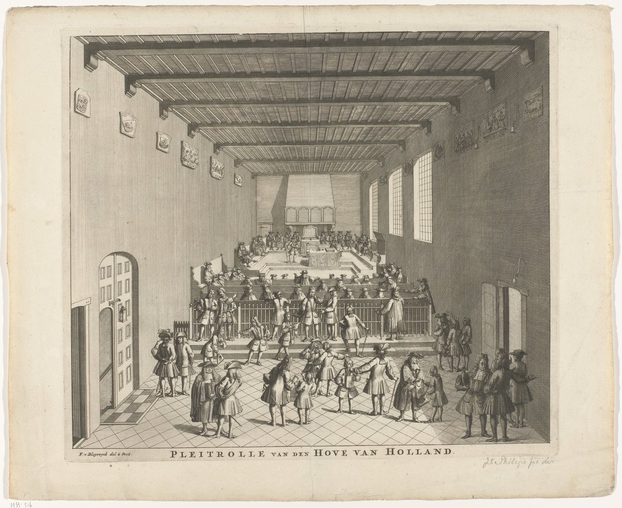 Retten i Holland i møde, ca. 1700 Pleitrolle van den Hove af Holland (titel på objekt) af François van Bleyswijck