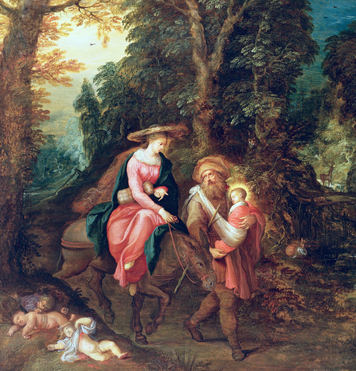 The Flight into Egypt (panel) (detalje af 77031) af Abraham Govaerts