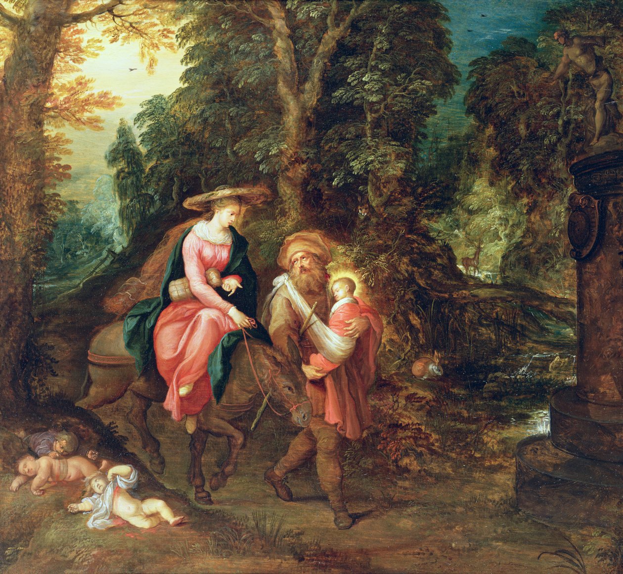Flugten til Egypten (panel) af Abraham Govaerts