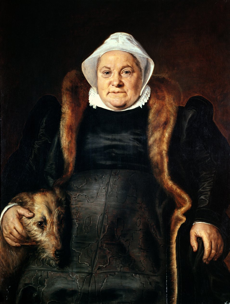 Portræt af en ældre kvinde eller Falkonererens kone, 1558 af Frans Floris