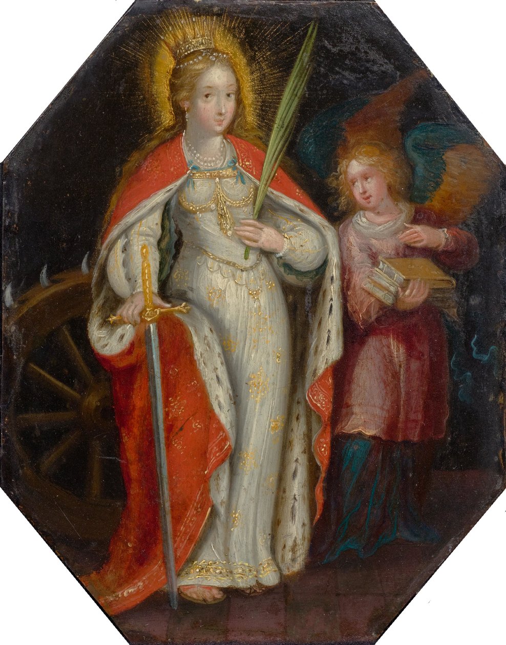 Saint Catherine, ledsaget af en engel af Frans Francken the Younger