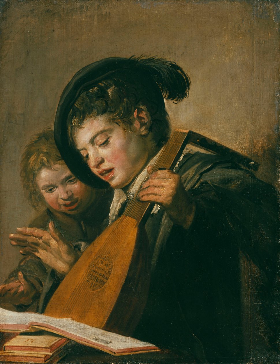 To drenge spiller musik. af Frans Hals