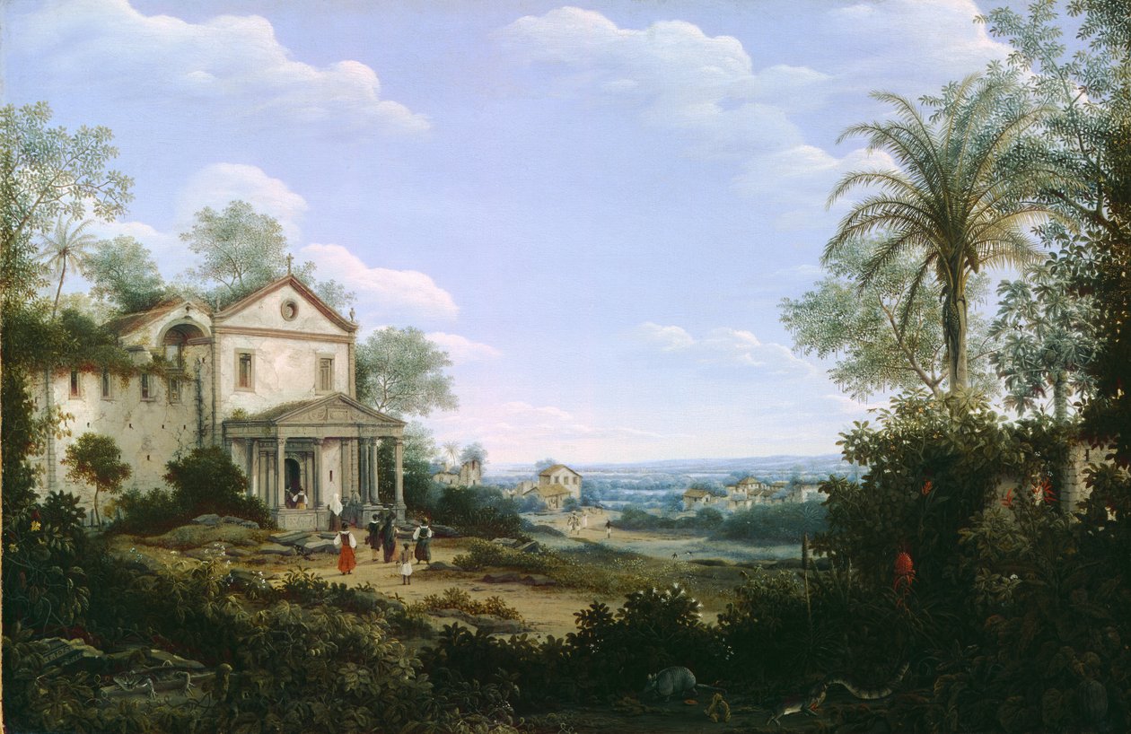 Udsigt over jesuittkirken i Olinda, Brasilien, 1665 af Frans Post