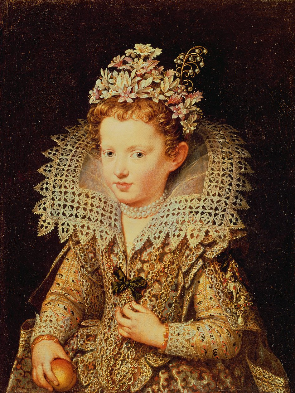 Portræt af Eleonora de Gonzaga Mantua (1598-1655) som et barn af Frans Pourbus the Younger