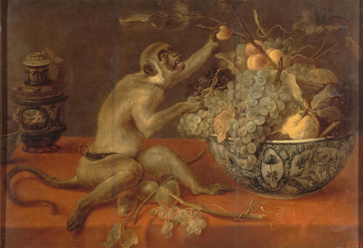Stilleben med en abe af Frans Snyders or Snijders