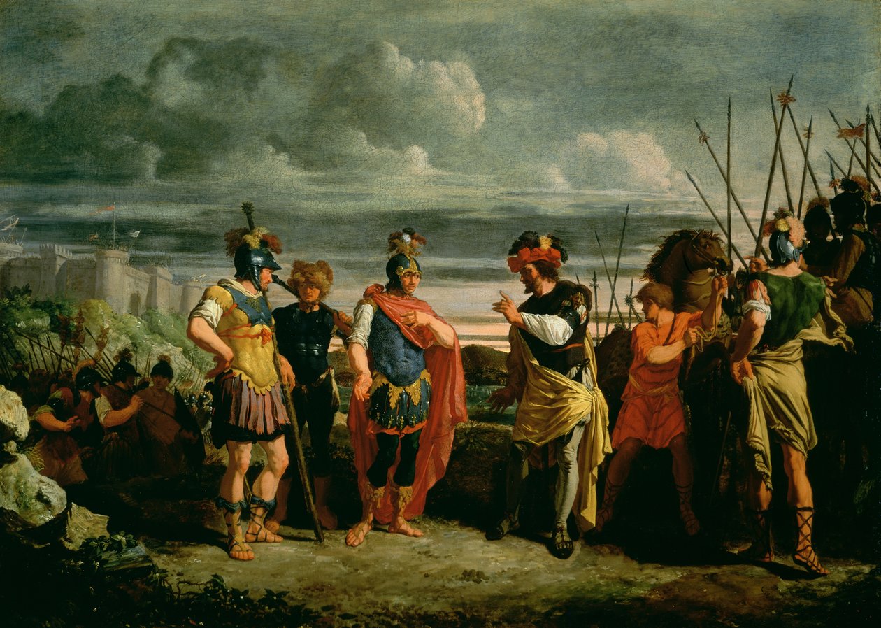 Møde mellem Claudius Civilis og chefen for den romerske hær af Frans de Jong or Jongh