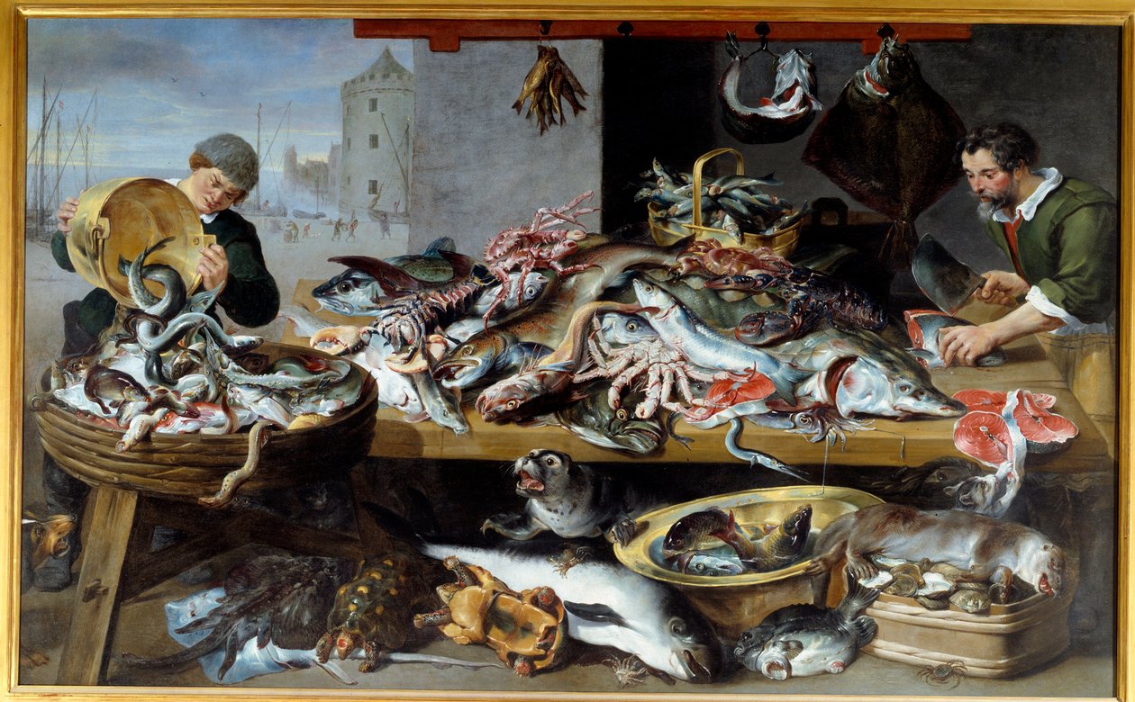 Fiskehandlere på deres etal Painting de l