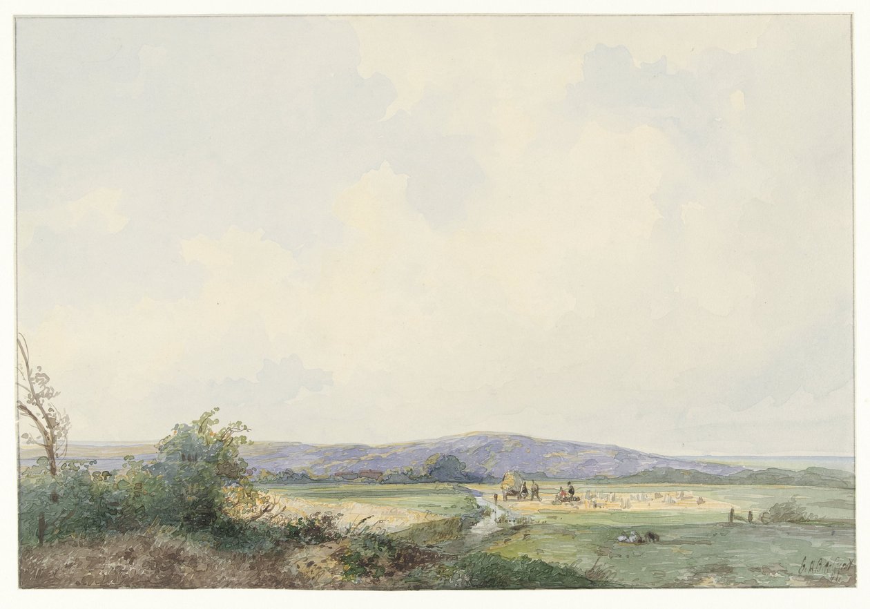 Landskab med enge, nær klitterne af Frans Arnold Breuhaus de Groot