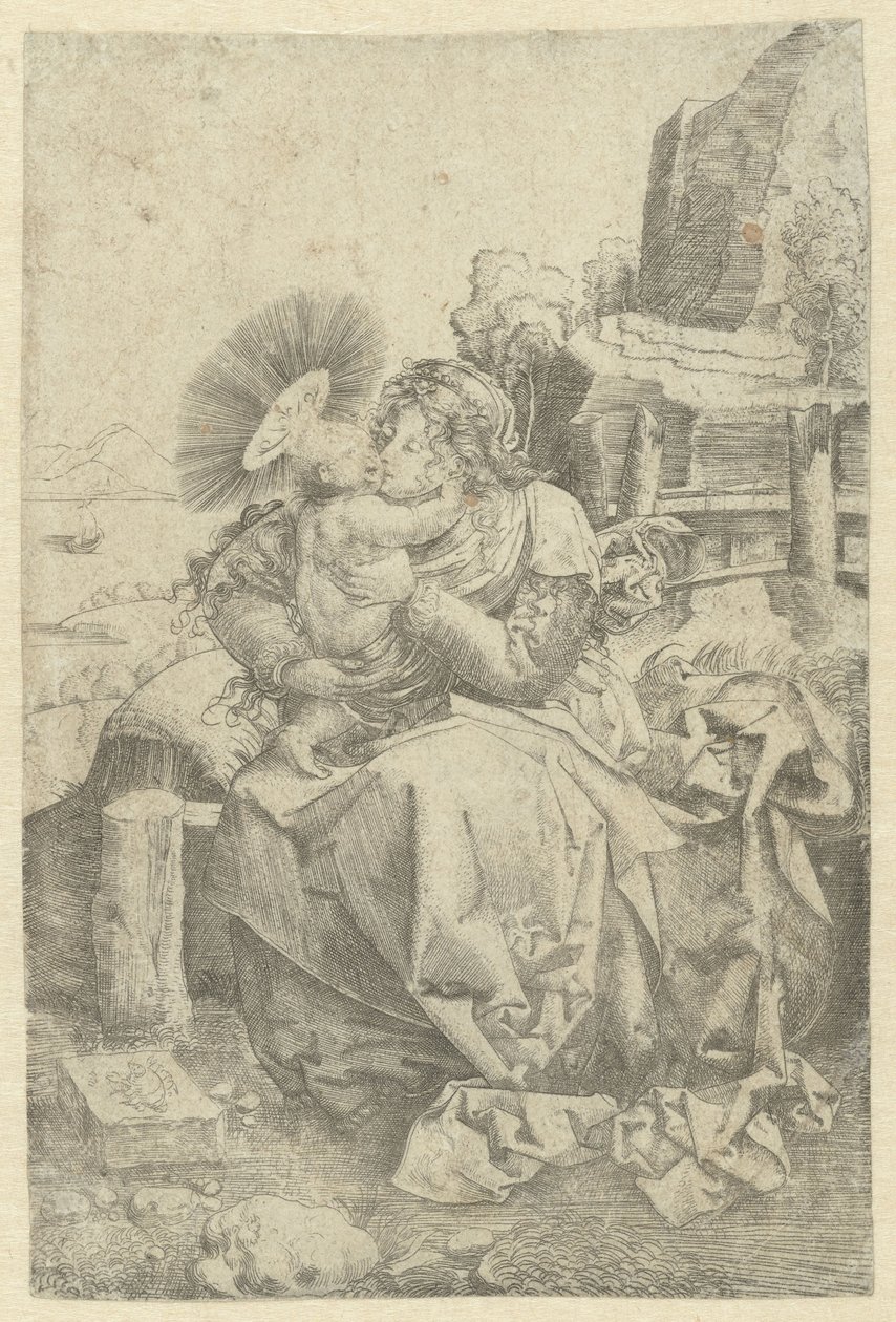 Madonna og barn i et landskab af Frans Crabbe van Espleghem