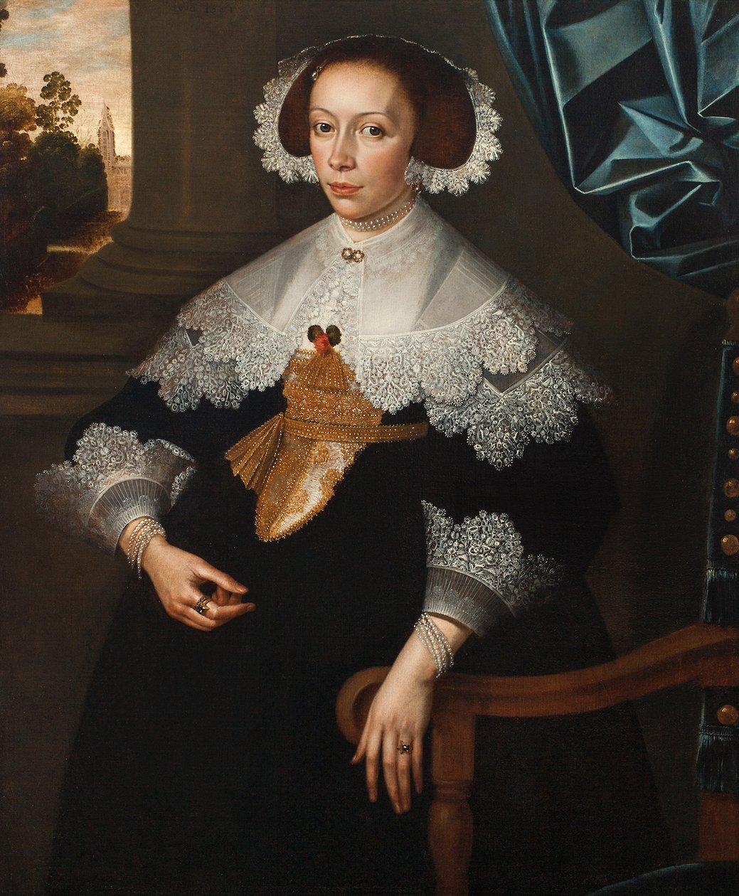 Portræt af Firenze-Marguerite de Renesse-Warfusée, grevinde af Grimbergen, 1641 (par 3114329) af Frans Denys