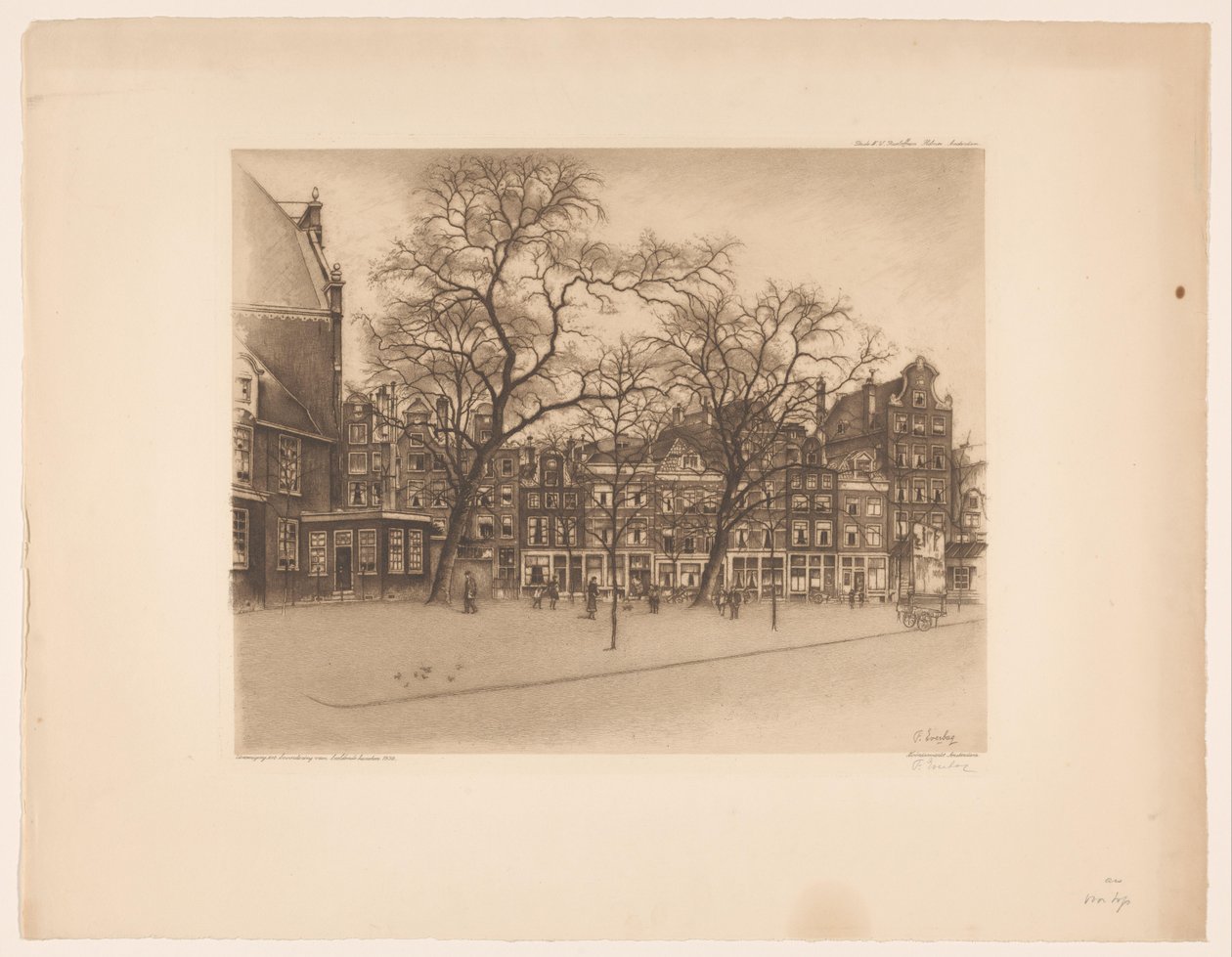Udsigt over Noordermarkt i Amsterdam Noordermarkt, Amsterdam (titel på objekt) af Frans Everbag (signed by artist)