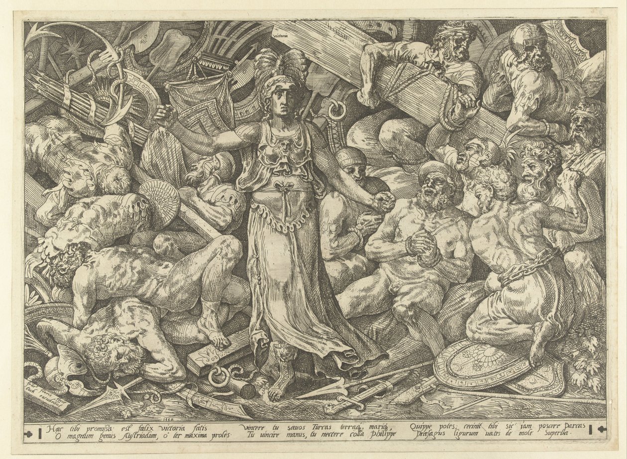 Victoria omgivet af fanger og trofæer af Frans Floris (I)