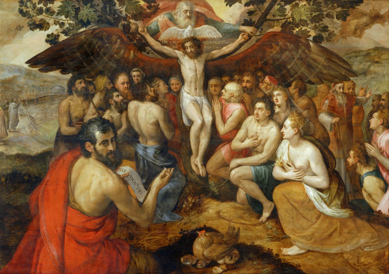 Trinitarisk allegori, Gud samler sit folk og ... af Frans Floris