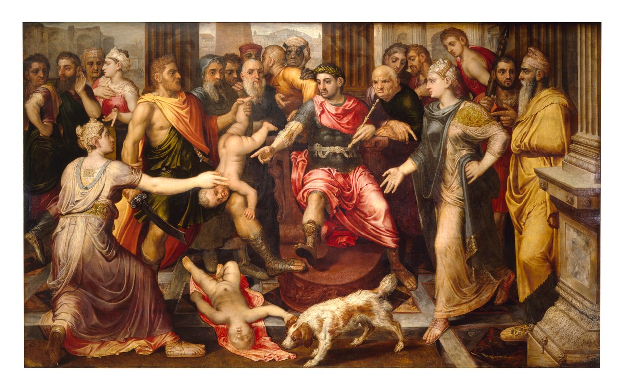 Salomons dom (olie på panel) af Frans Floris