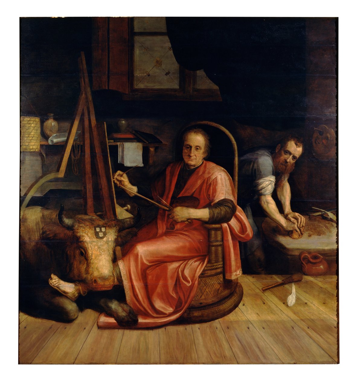 Saint Luke maler Madonnaen (olie på lærred) af Frans Floris