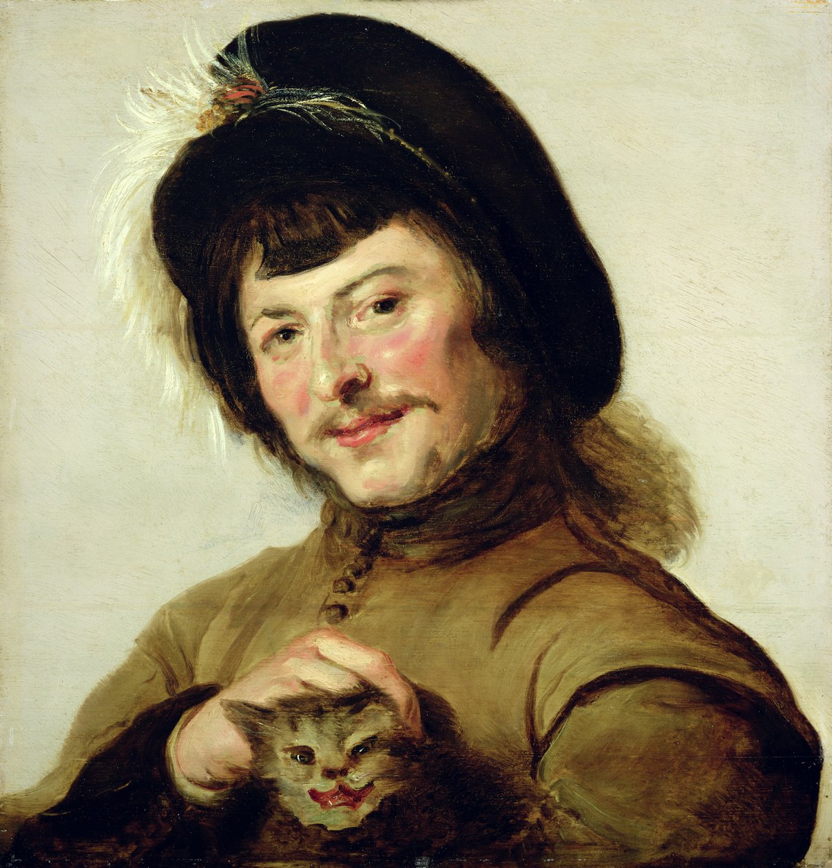 En ung mand med en kat, 1635 af Frans Follower of Hals