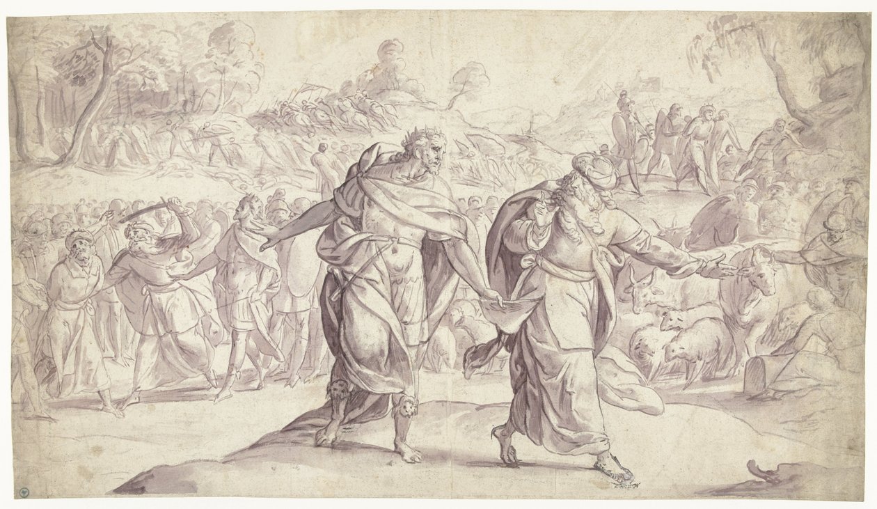 Josua får ammonitternes fem konger henrettet History of Joshua (serietitel) af Frans Francken (I)