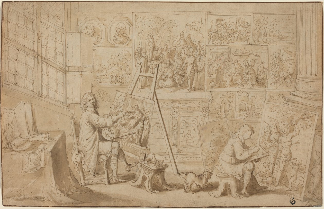 En kunstners studie [recto] af Frans Francken the Younger