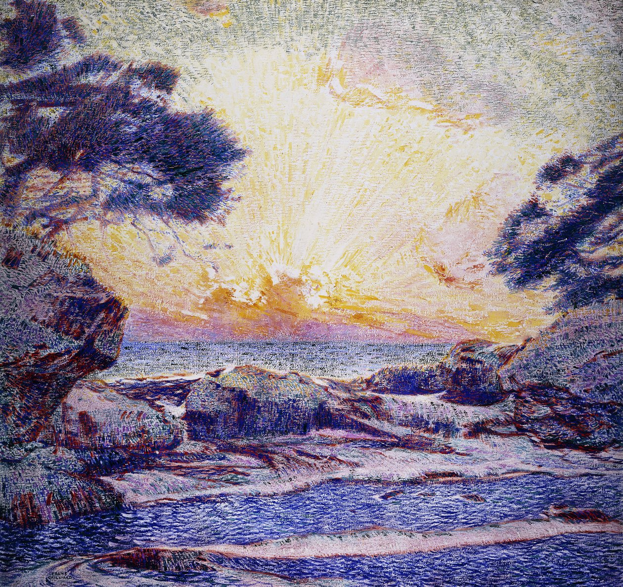 Scenevurdering; Solnedgang; Cote Scene; Solnedgang, af Frans Gaillard