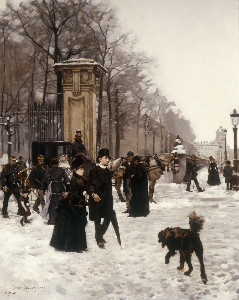 Promenade på en vinterdag, Bruxelles, 1887 af Frans Gaillard