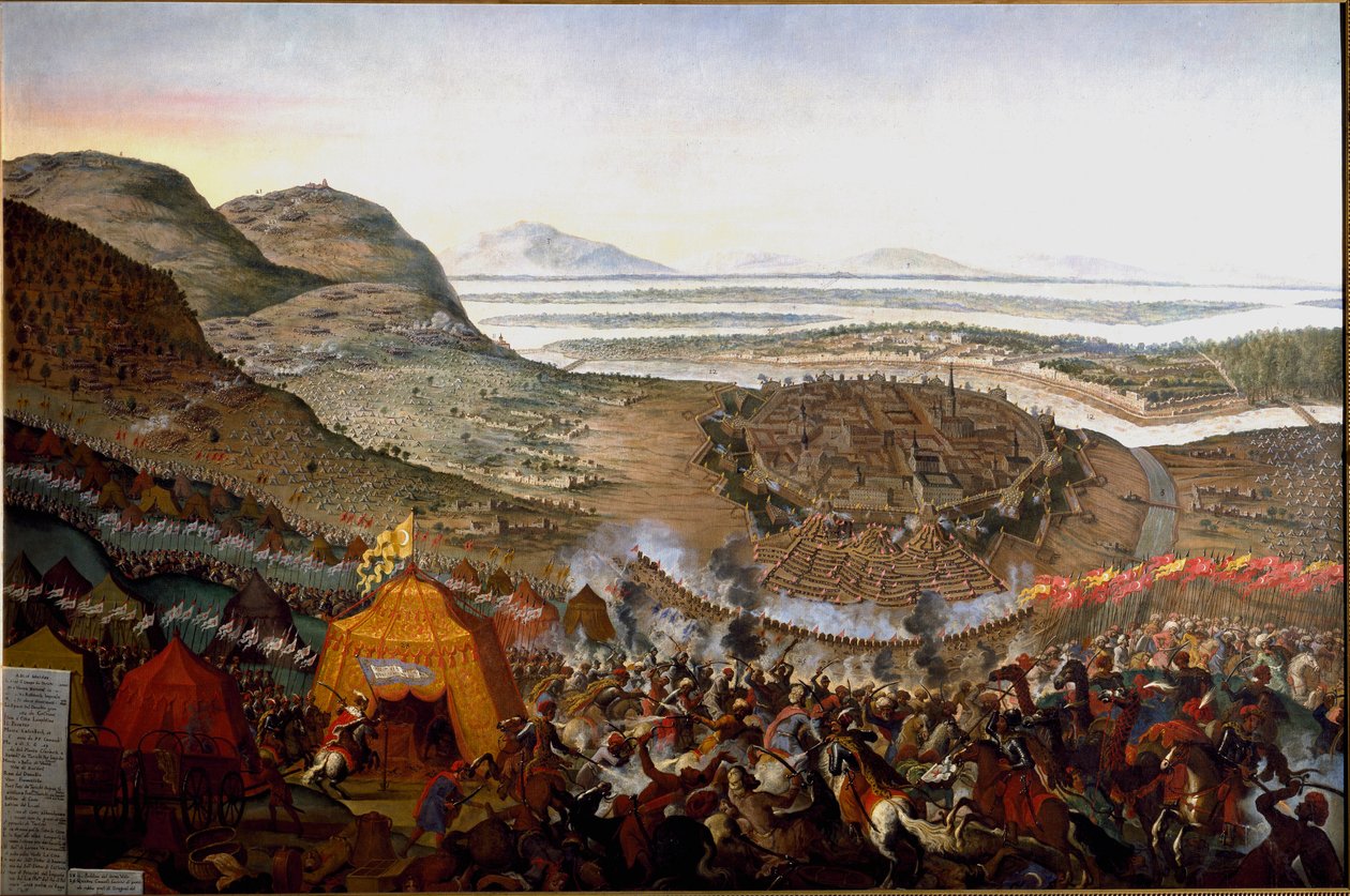 Udsigt over slaget ved Wien den 12/09/1683 på bakken ved Kahlenberg af Frans Geffels
