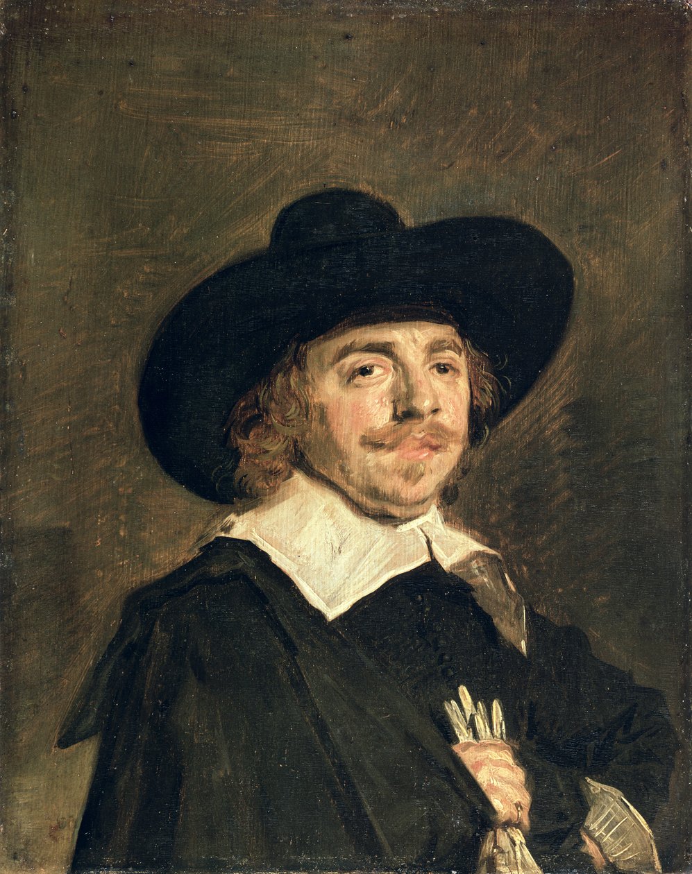 Et lille portræt af en mand, der holder handsker, c.1642 af Frans Hals