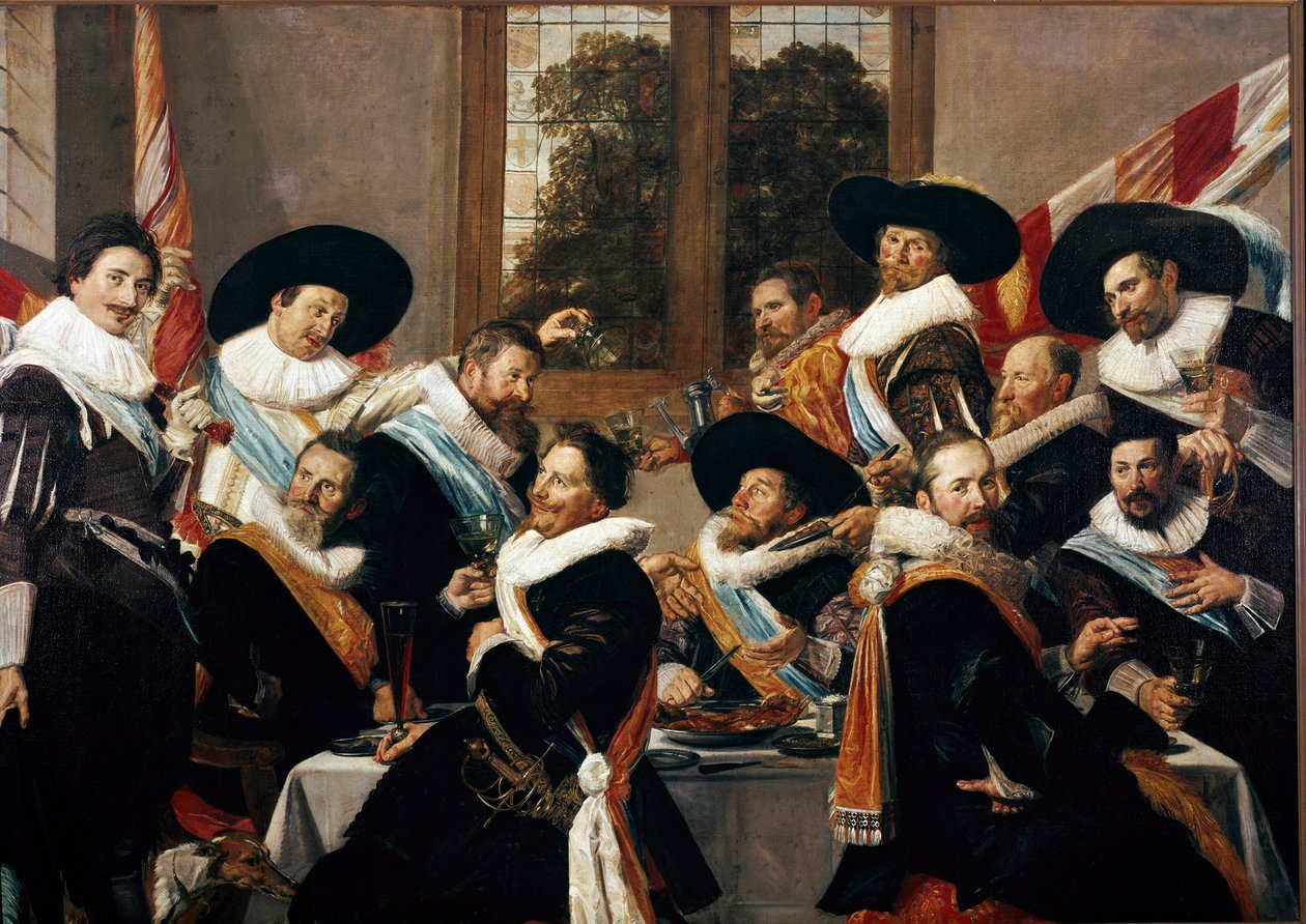 Banket for officererne i korpset Sankt Adrien af Haarlem Maleri af Franz Hals (ca. 1580-1666) 1627 søn. 266,5x183 cm Haarlem, Frans Hals Museum, Holland af Frans Hals