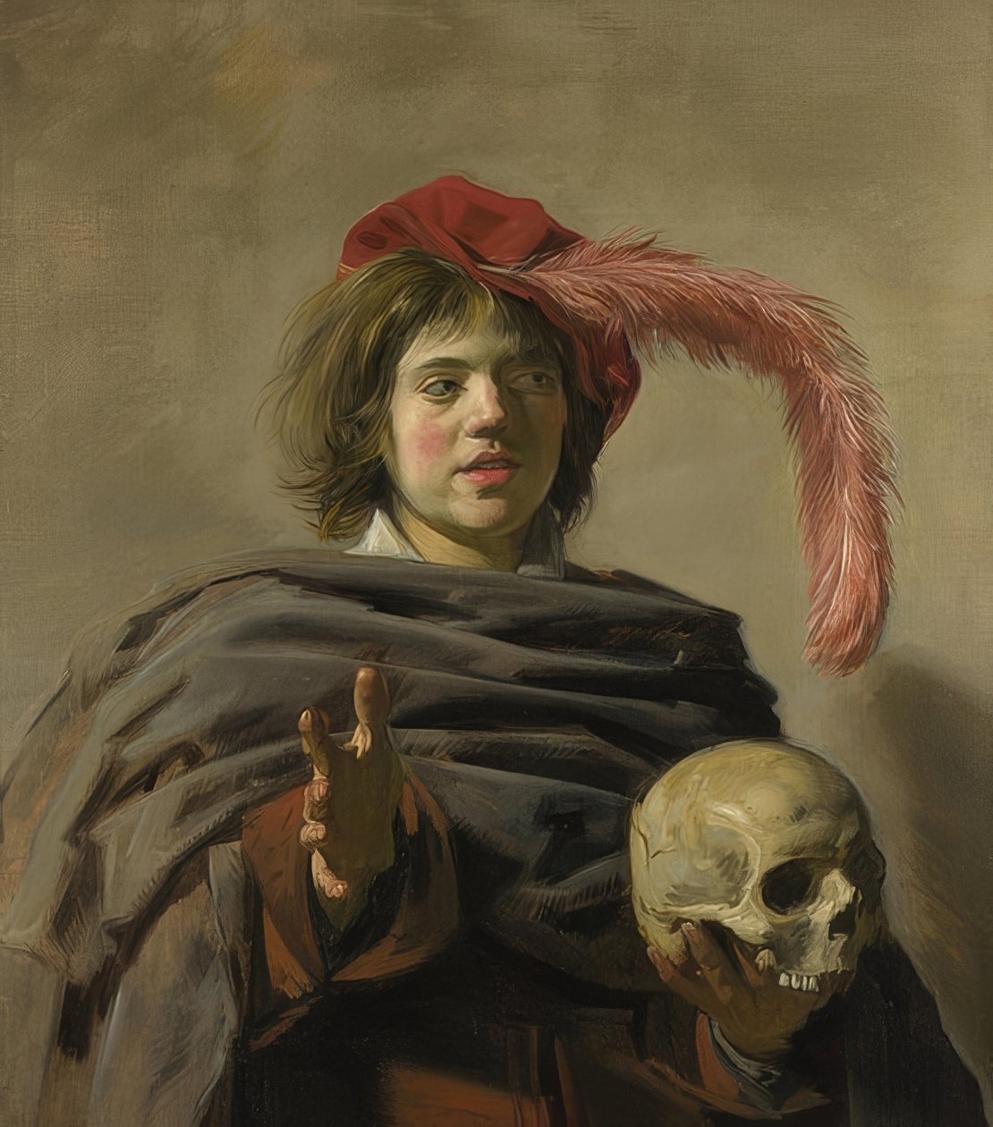 Portræt af en ung mand med et kranie (Vanitas). 1626-28 af Frans Hals