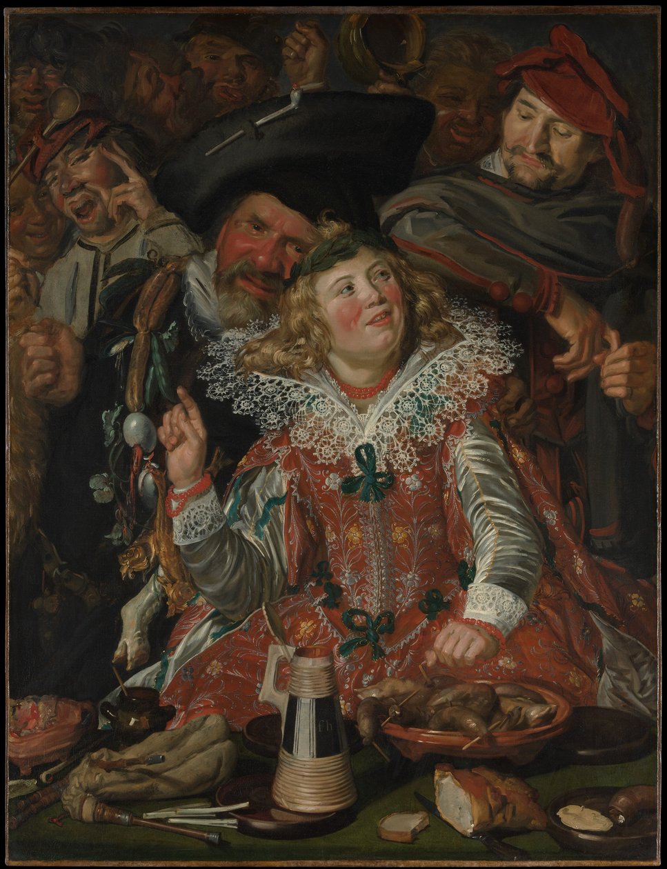 Festglade mennesker ved fastelavn af Frans Hals