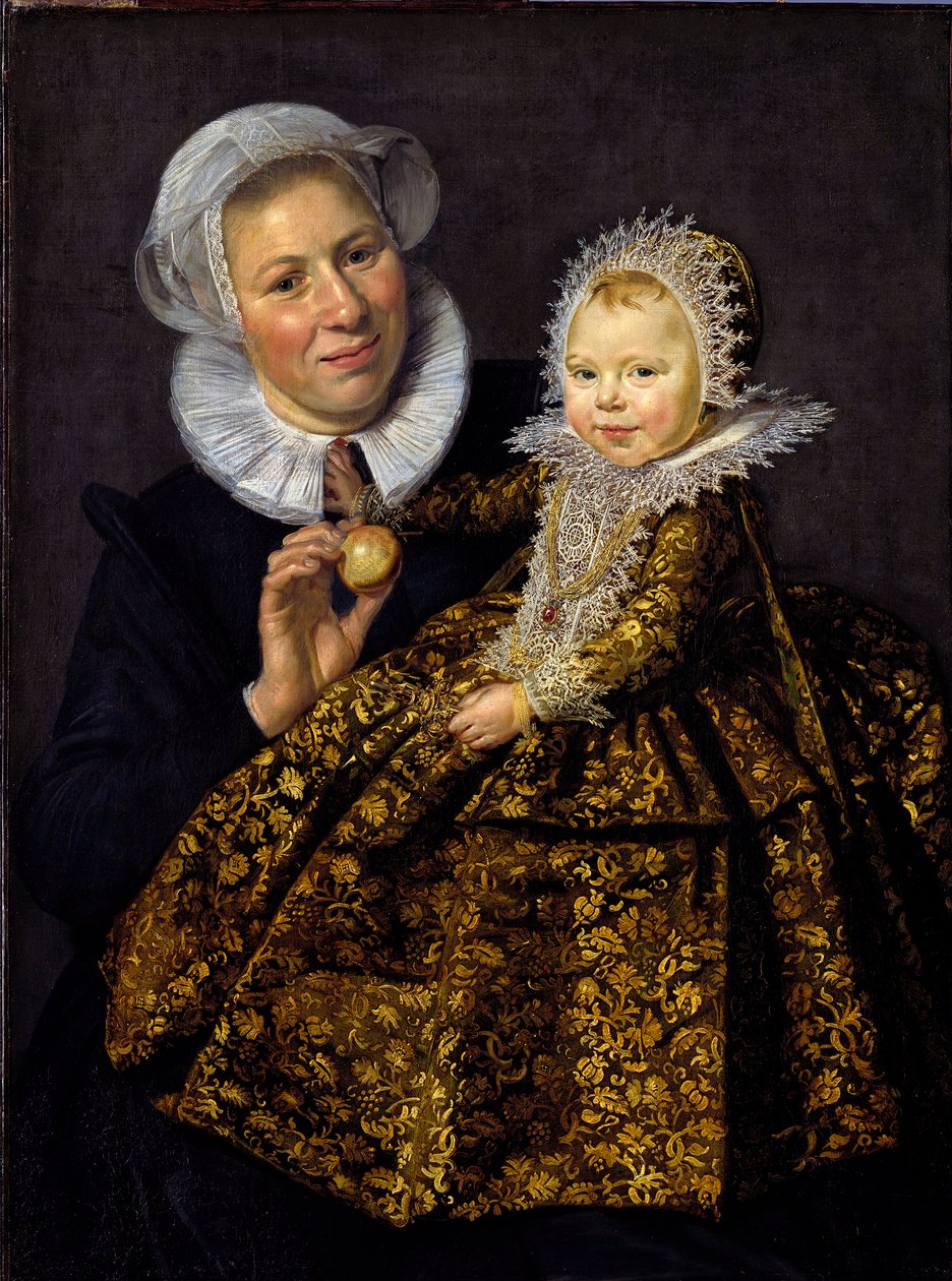 "" Portræt af Catharina Hooft (1618-1681) barn og hendes sygeplejerske "" (Catharina Hooft med sin sygeplejerske) Barn af adelen af ​​det hollandske hollandske århundrede Maleri af Frans Hals I (1581-1666) vers 1620 - Olie på lærred - 86x65 - Statsmuseer,  af Frans Hals