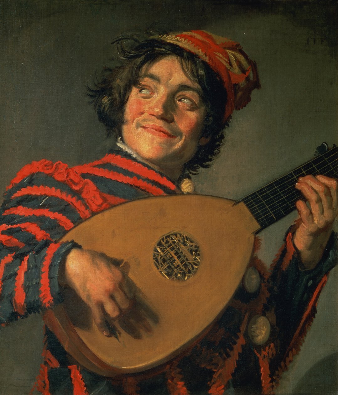 Portræt af en nar med en lut af Frans Hals