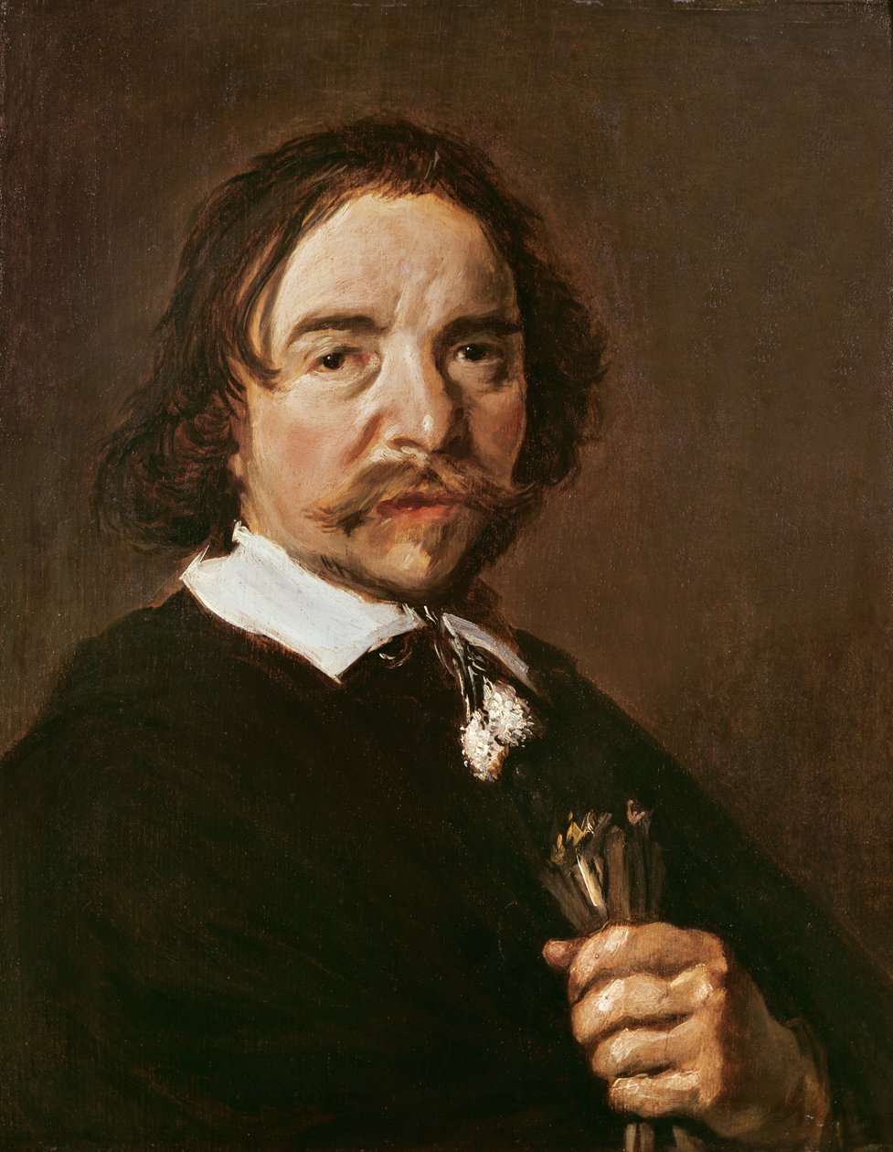 Portræt af en mand med en handske og sort hår, ca. 1657 af Frans Hals