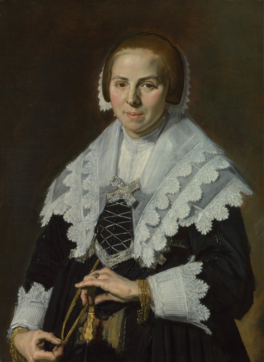Portræt af en kvinde med en vifte, ca. 1640 af Frans Hals