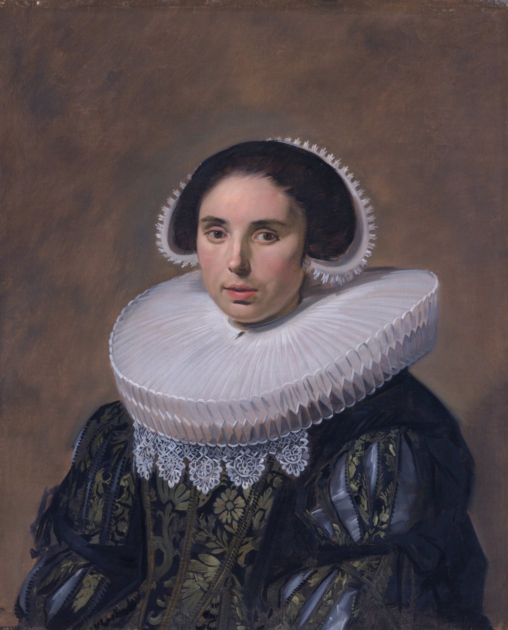 Portræt af en kvinde, muligvis Nicolaes Hasselaer (Q15429895) (1594-1667). Nicolaes Hasselaers anden hustru. af Frans Hals