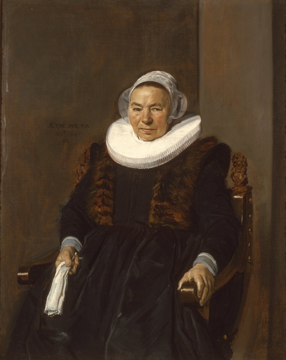 Portræt af en ældre kvinde, traditionelt kaldet Mevrouw Bodolphe, 1643 af Frans Hals