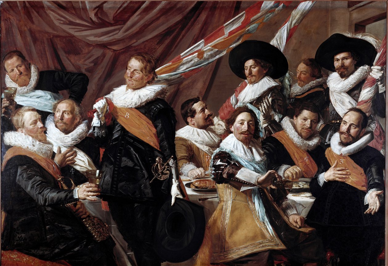 Banket for officererne i Bueskytterkorpset Sankt Georg af Haarlem Maleri af Franz Hals (ca. 1580-1666) 1627 søn. 179 x 257,5 cm Haarlem, Frans Hals Museum, Holland af Frans Hals