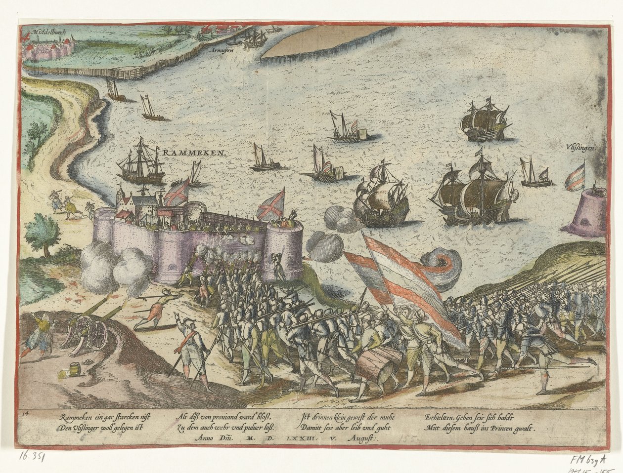 Fort Rammekens erobret, 1573 af Frans Hogenberg