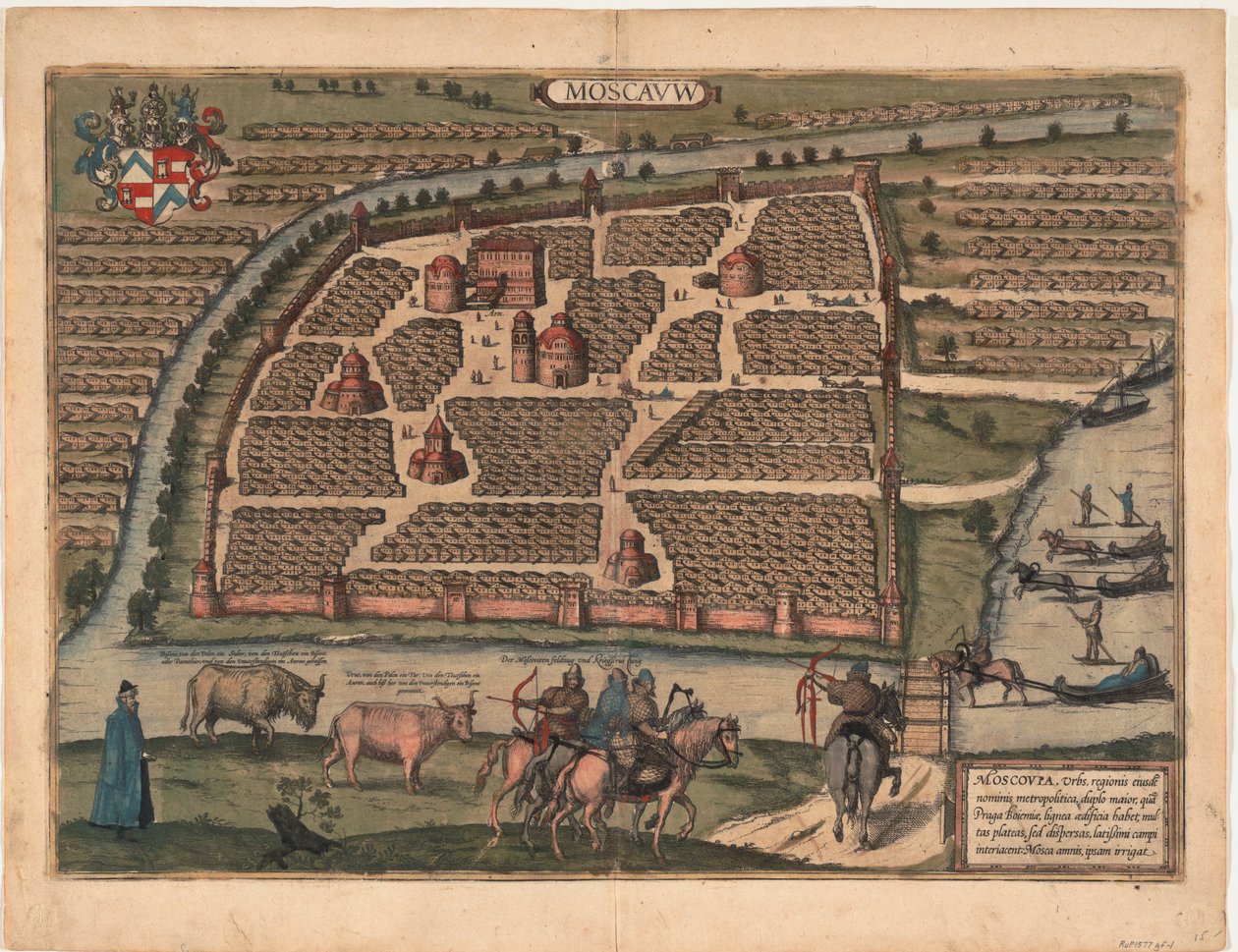 Kort over Moskva i det 16. århundrede Fra: Civitates orbis terrarium, 1575 af Frans Hogenberg