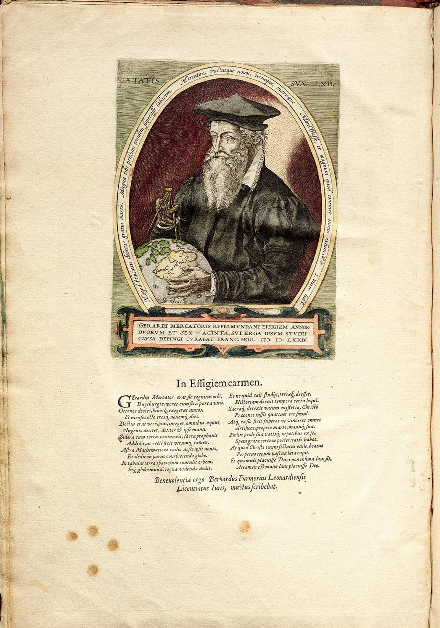 Portræt af Gerardus Mercator 1512-1594 i en alder af 62 af Frans Hogenberg